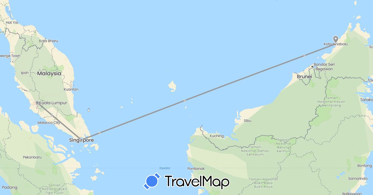 TravelMap itinerary: plane in Malaysia, Singapore (Asia)